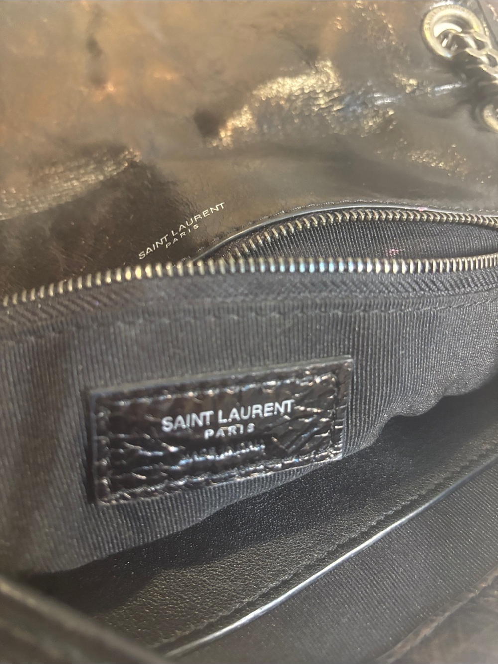 Saint Laurent Black Quilted Leather Crossbody with Silver Hardware